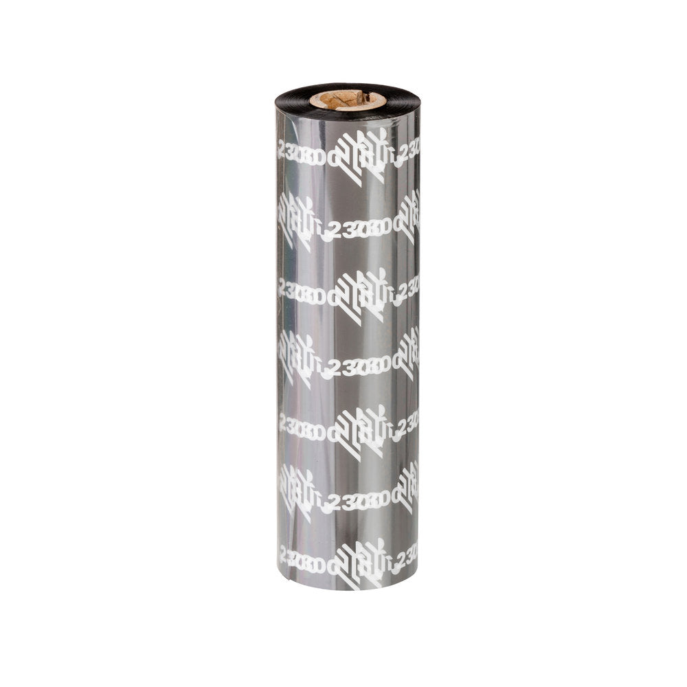Fitas de carbono Zebra 2300 Cera de 12mm da Fábrica das etiquetas, mostradas em uma imagem clara e detalhada.