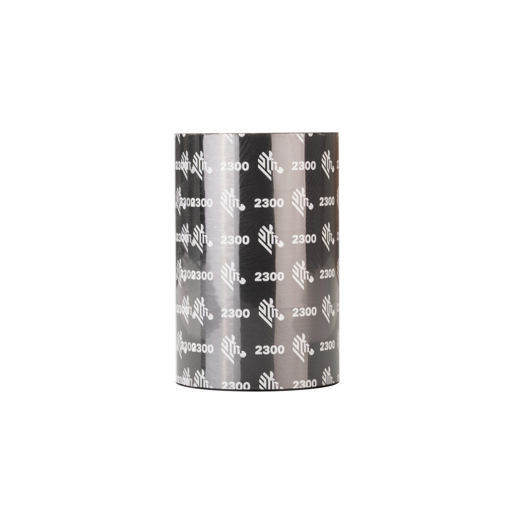 Fitas de carbono Zebra 2300 Cera da Fábrica das etiquetas, mostrando a fita de 110x300 mm com acabamento em cera.