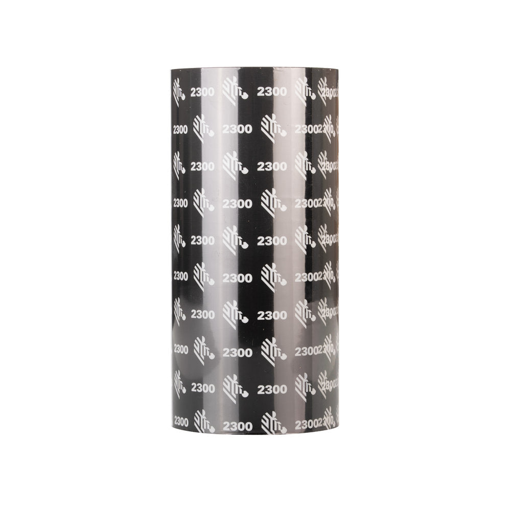 Fita de carbono Zebra 2300 Cera da Fábrica das etiquetas, com detalhes em preto e branco, comprimento de 156x450 mm
