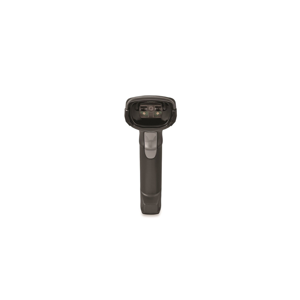 Leitor de código de barras Zebra DS2278 da Fábrica das etiquetas, mostrando o scanner portátil em uso.
