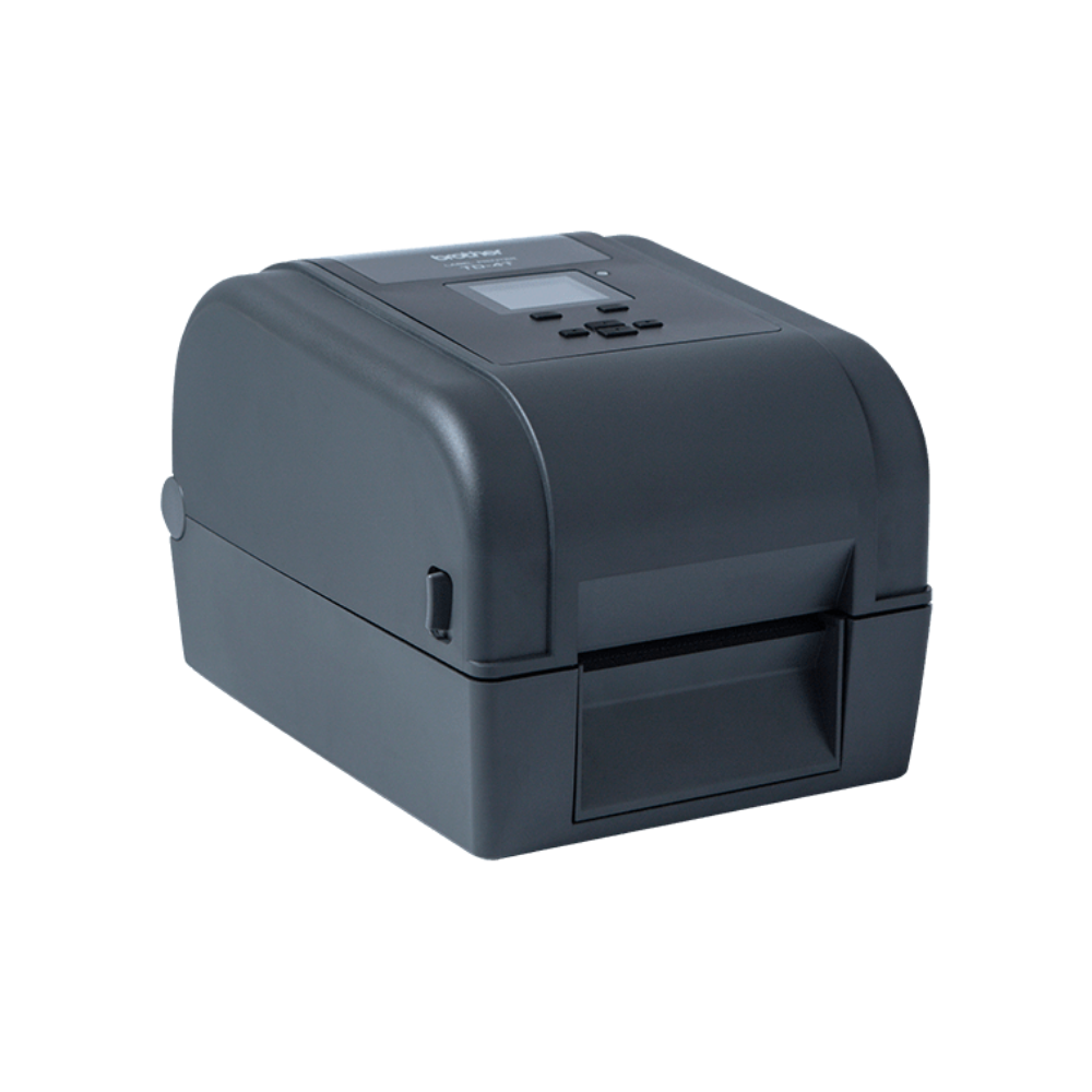 Impressora de etiquetas Brother TD-4750TNWB da Fábrica das Etiquetas, vista frontal na imagem.