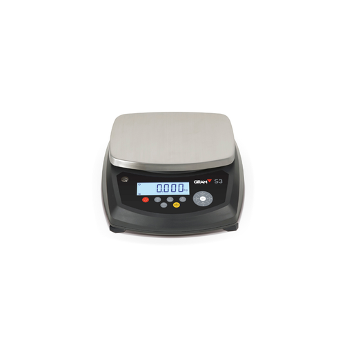 Balança GRAM S3 da Fábrica das Etiquetas, mostrador digital e plataforma de pesagem para precisão em alimentos e pequenas peças