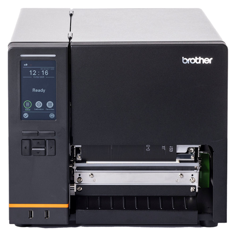 Impressora Brother TJ-6421TN de etiquetas, com design compacto e visor digital, fabricada pela Fábrica das etiquetas.