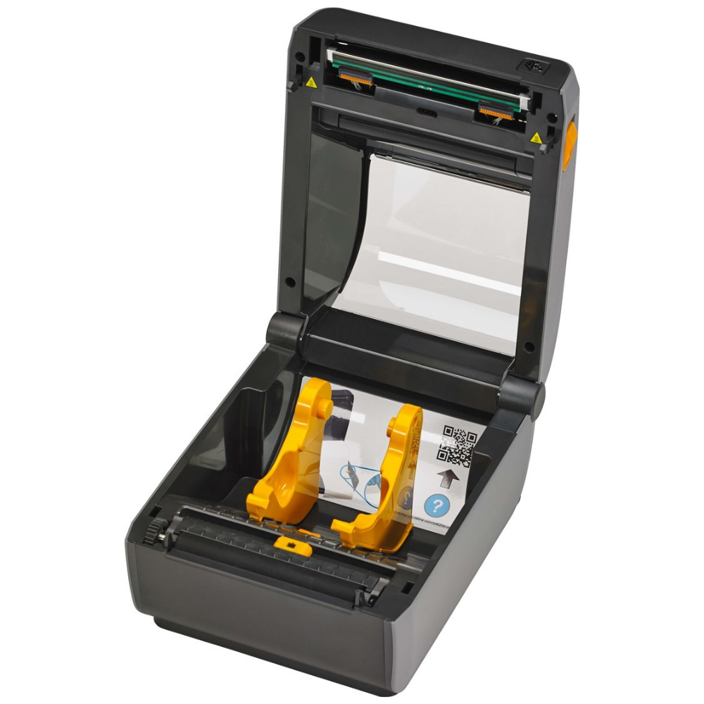 Impressora Zebra ZD621D da Fábrica das Etiquetas, vista frontal com tela e botões de controle.