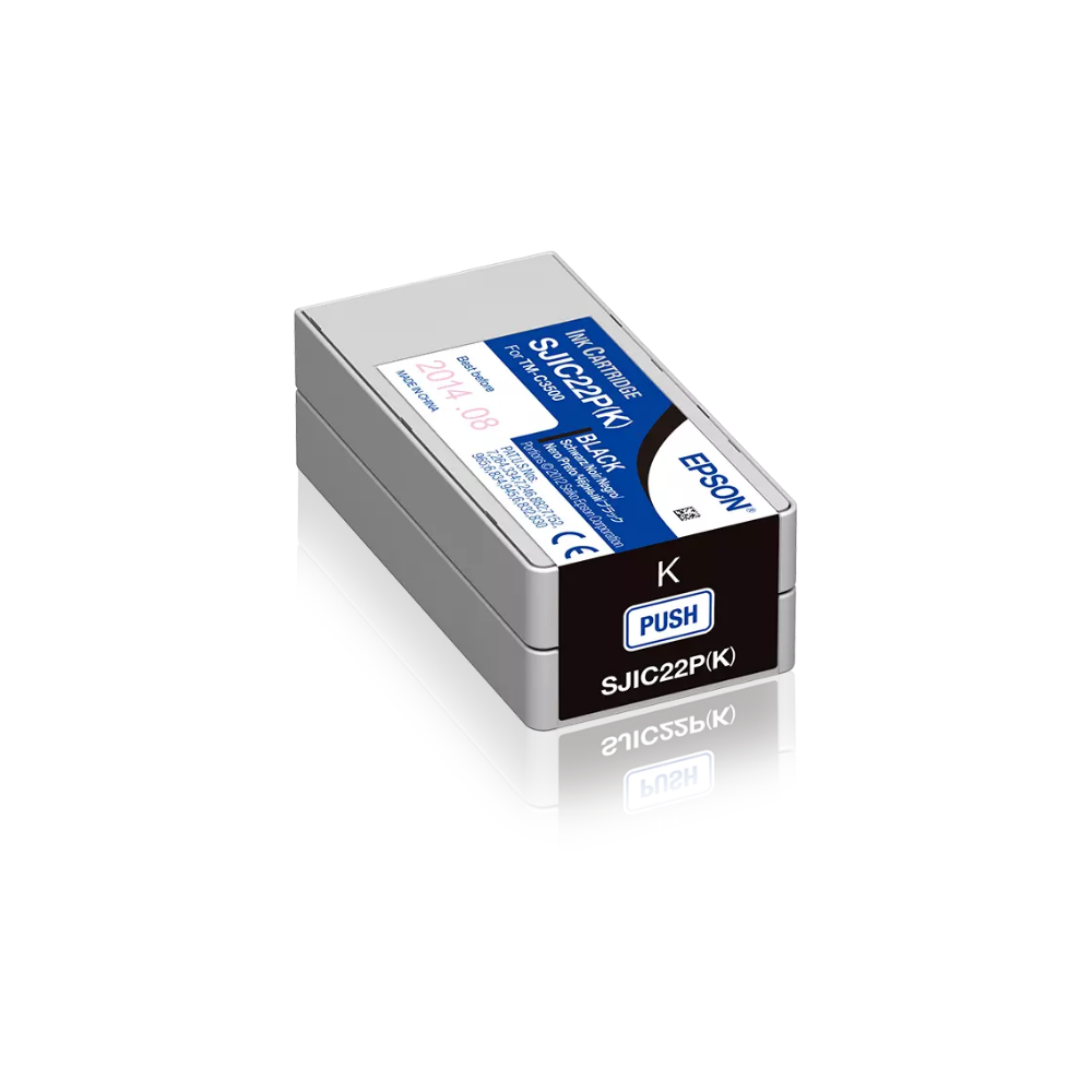 Cartucho de tinta preta EPSON C3500 da Fábrica das Etiquetas, mostrado na imagem com rótulo e embalagem.