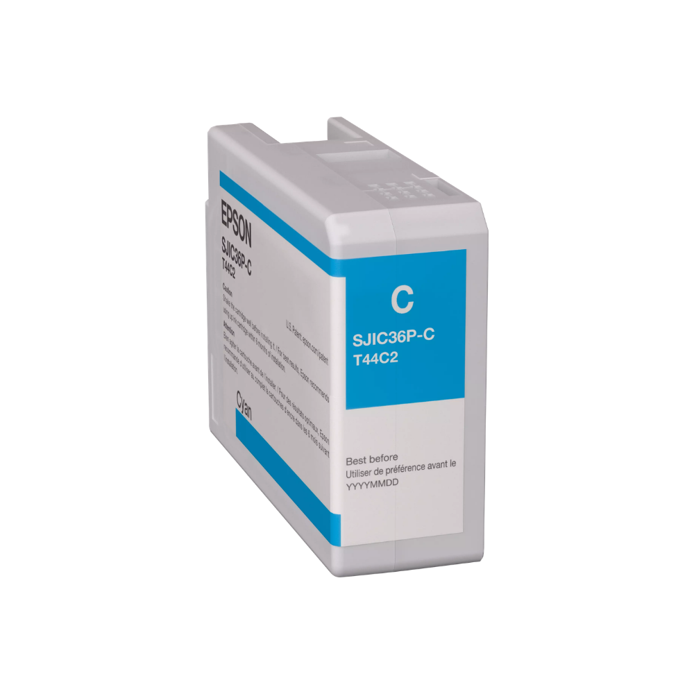 Cartucho de tinta cyan da Fábrica das etiquetas para impressoras Epson C6000 e C6500, imagem do tubo de tinta cyan.