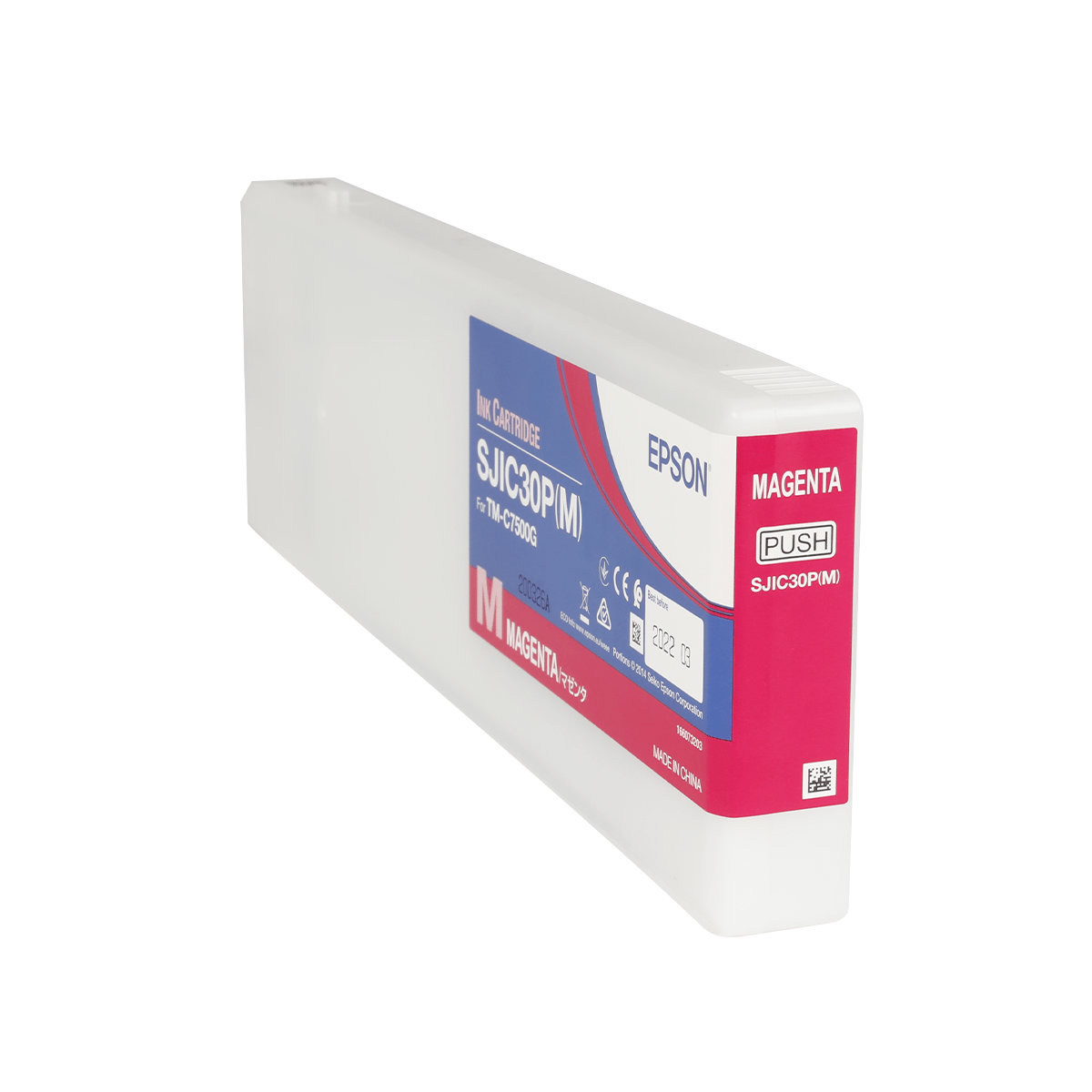 Cartucho de tinta magenta para impressora Epson C7500 da Fábrica das Etiquetas, visível na imagem.