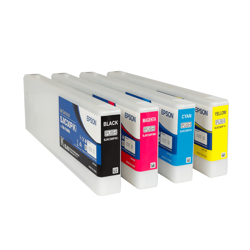 Cartucho de tinta EPSON C7500 C7500G da Fábrica das etiquetas, mostrando os tubos de tinta colorida.